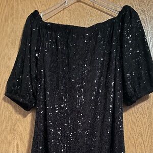 Black Sequin Off-Shoulder Dress